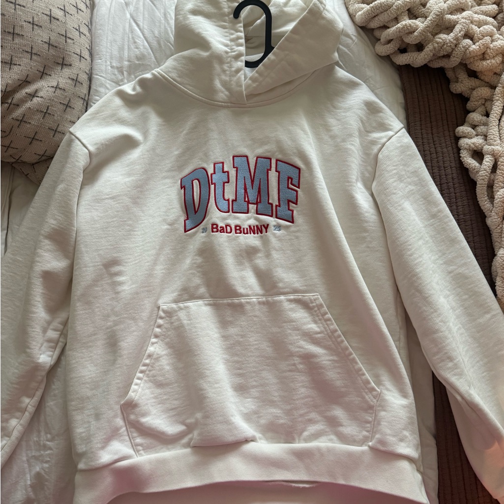 Bad Bunny Dtmf White Hoodie For Men